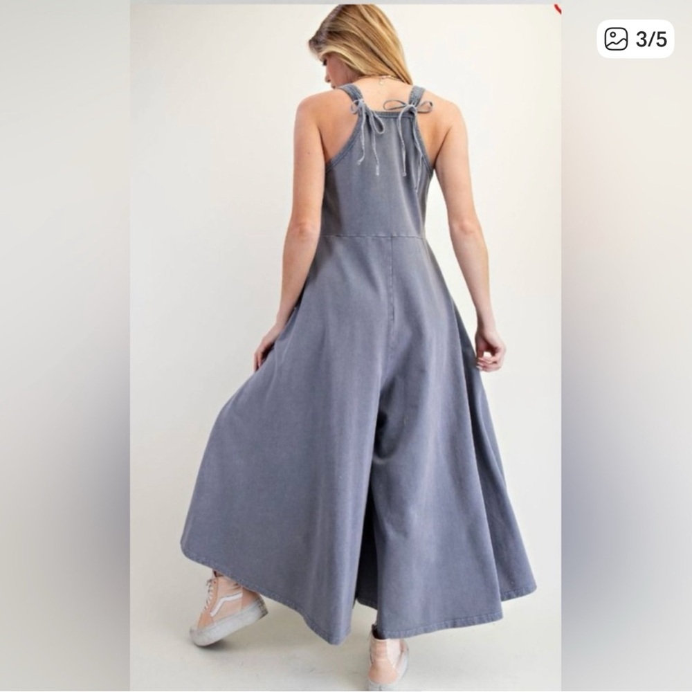 EASEL Cotton Mineral wide leg jumpsuits - Picture 2 of 4
